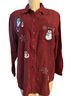 Bobbie Brooks Plaid Red Black Gold Button-Down Shirt Size 16 - photo 1