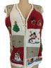 Lisa Print White Red Green Gold Sweater Vest Size L - photo 1