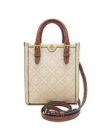 Tory Burch Tory Burch T Monogram Jacquard Mini Tote 87146 with Strap, Shoulder Bag, Ivory Brown, Women's 353462 (view 1)