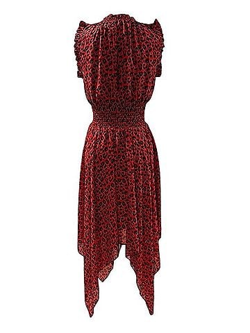 Sen Red Leopard Smock Waist Dress Casual Dress (view 2)