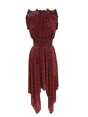 Sen Red Leopard Smock Waist Dress Casual Dress (view 1)