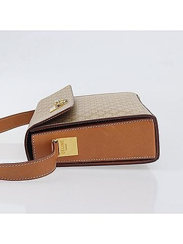 Céline Macadam Leather Beige Canvas Shoulder Bag Bag (view 2)