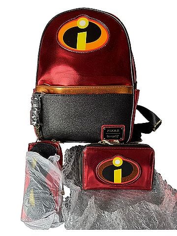 Loungefly The Incredibles 20th Anniversary Light Up Metallic Cosplay Mini Backpack with Coin Bag and wallet Leather Backpack (view 1)