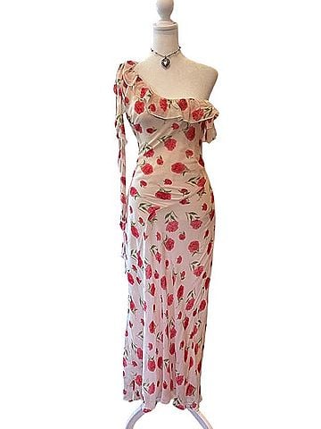 Mango rose one shoulder ruffle maxi dress Casual Dress (view 1)
