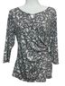 MSK Floral Gray White Long Sleeve T-Shirt Size M - photo 1