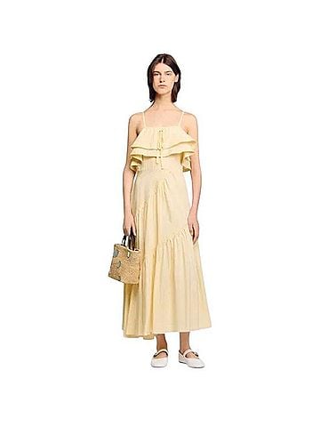 Sandro Ruffled Linen Blend Maxi Dress Casual Dress (view 1)