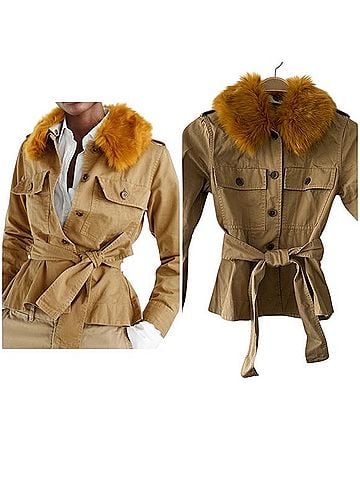 J.Crew Khaki Faux Fur Jacket (view 1)