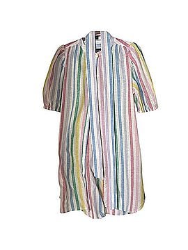 Gap Linen Blend Rainbow Stripe Puff Sleeve Dress Casual Dress (view 2)
