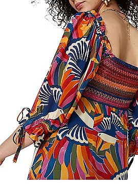 FARM Rio Rainbow Toucan Bird Print Smocked Maxi Dress Casual Dress (view 2)