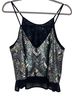 Astr 100% Polyester Animal Print Black Blue Tank Top Size M - photo 2
