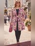 Lane Bryant 97% Cotton 3% Spandex 100% Polyester Floral Pink Purple Ivory Tan Trenchcoat Size 22 - photo 6