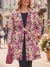Lane Bryant 97% Cotton 3% Spandex 100% Polyester Floral Pink Purple Ivory Tan Trenchcoat Size 22 - photo 5