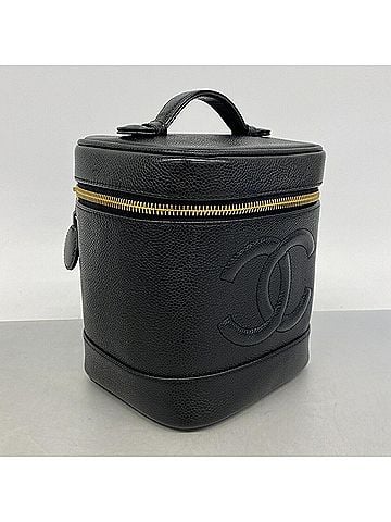 Chanel Chanel handbag/vanity bag, caviar leather, black, women's. (view 2)