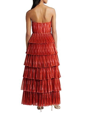Hutch Simi Plissé Ruffle Strapless Gown Cocktail Dress (view 2)