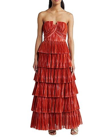 Hutch Simi Plissé Ruffle Strapless Gown Cocktail Dress (view 1)
