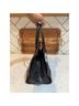 Coach 100% Leather Stripes Checkered-gingham Black Blue Shoulder Bag One size - photo 5