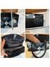 Coach 100% Leather Stripes Checkered-gingham Black Blue Shoulder Bag One size - photo 9