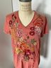 Johnny Was Red Orange Short Sleeve Blouse Size S - photo 9