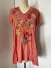 Johnny Was Red Orange Short Sleeve Blouse Size S - photo 7