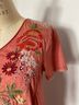 Johnny Was Red Orange Short Sleeve Blouse Size S - photo 8