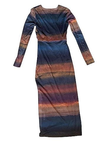 Zara Mesh Ruched Maxi Dress Casual Dress (view 2)