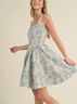 &merci 100% Polyester Floral Jacquard Blue Ivory Cocktail Dress Size L - photo 7