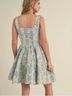 &merci 100% Polyester Floral Jacquard Blue Ivory Cocktail Dress Size L - photo 8