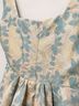&merci 100% Polyester Floral Jacquard Blue Ivory Cocktail Dress Size L - photo 6