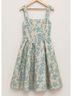&merci 100% Polyester Floral Jacquard Blue Ivory Cocktail Dress Size L - photo 5