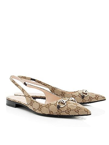 Gucci Gucci GG Canvas Horsebit Slingback Flats - Size 8.5 / 38.5 (view 2)