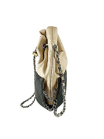 Chanel Chanel CHANEL Shoulder Bag Leather Beige Black Women's z10702 (view 2)