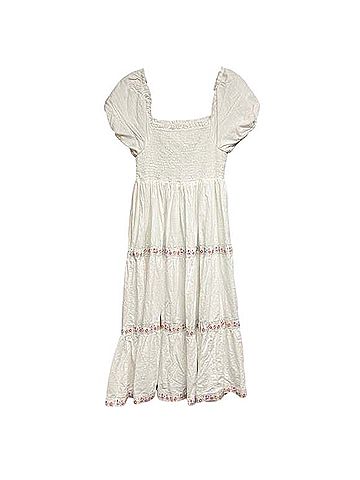 Rachel Zoe White Smocked Tiered Midi Dress With Floral Trim Casual Dress (view 2)