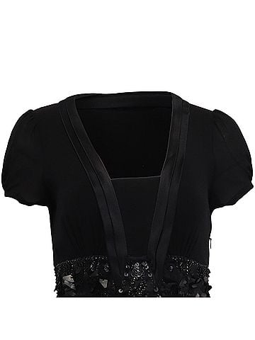 ETRO Etro Sequin-Embellished Short Sleeve Blouse in Black Silk (view 2)