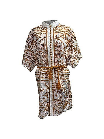 Zimmermann Zimmermann Broderie Anglaise Mini Dress in Mustard Yellow Cotton (view 1)