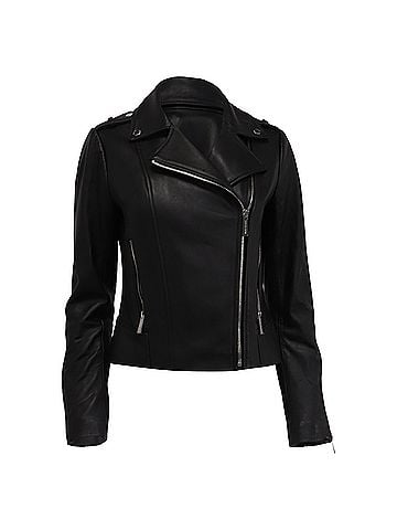 Michael Kors Michael Kors Biker Jacket in Black Leather (view 1)