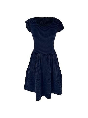 Sandro Sandro Scoop Neck Mini Dress in Navy Blue Cotton (view 1)