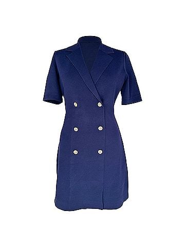 Maje Maje Ralazer Double-Breasted Mini Dress in Navy Blue Viscose (view 1)