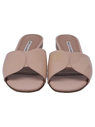 Manolo Blahnik Manolo Blahnik Houramu Slide Sandals in Nude Patent Leather (view 2)