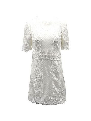 Maje Maje Revanta Lace Dress in White Polyester (view 1)