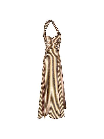 Sandro Sandro Anym Striped Midi Dress in Multicolor Viscose (view 2)