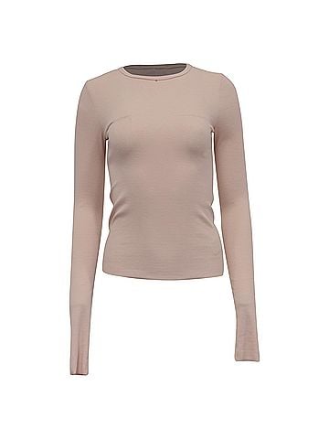 Togs Fashion World Éterne Ribbed-Knit Long Sleeve Top in Light Pink Cotton (view 1)