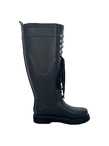 OFF-WHITE Off-White Knee High Boots in Black PVC (view 1)