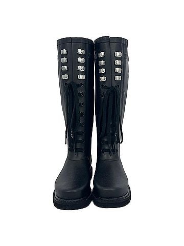 OFF-WHITE Off-White Knee High Boots in Black PVC (view 2)