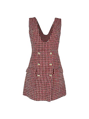 Maje Maje Russi Trompe-L’œil Woven Tweed Mini Dress in Multicolor Cotton (view 1)