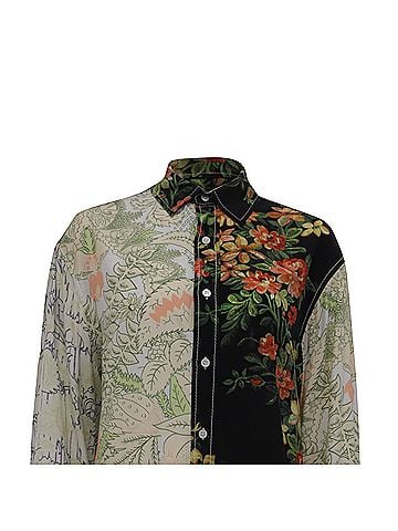 J.W. Anderson Jw Anderson Panelled Floral-Print Shirt in Multicolor Viscose (view 2)