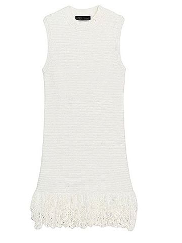 Zara FRINGED CHECKERED KNIT DRESS Casual Dress (view 1)