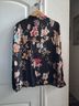 Johnny Was 100% Viscose Floral Black Multi Color Long Sleeve Button-Down Shirt Size L - photo 3