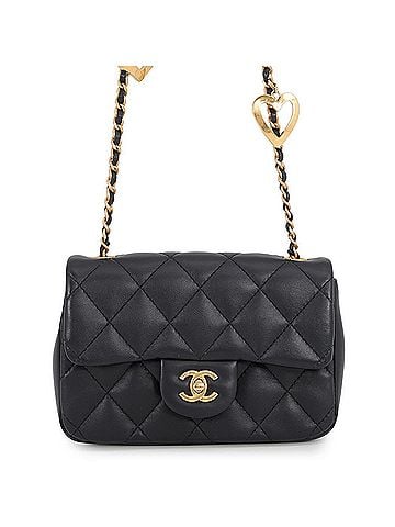 Chanel Chanel Chain Shoulder Bag Mini Matelassé Coco Mark Lambskin AS3456 CHANEL Heart Black Handbag Women's (view 1)