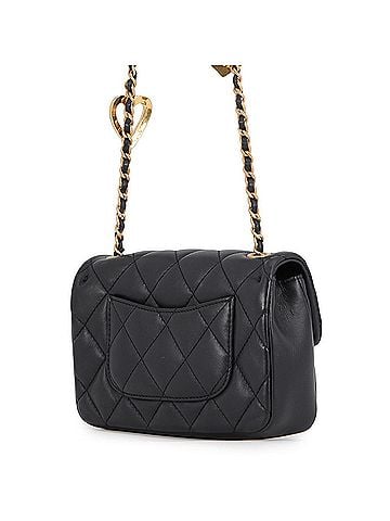 Chanel Chanel Chain Shoulder Bag Mini Matelassé Coco Mark Lambskin AS3456 CHANEL Heart Black Handbag Women's (view 2)