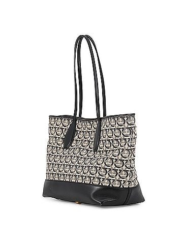 Salvatore Ferragamo Salvatore Ferragamo Gancini Canvas Leather Tote Bag 21H663 Black Handbag (view 2)